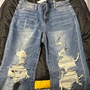 Distressed Blue Jeans
